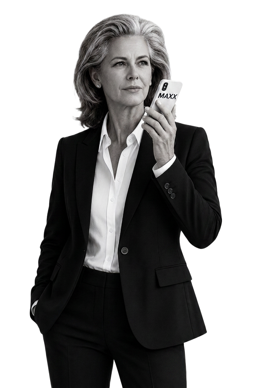 Business professional using MAXX on her phone